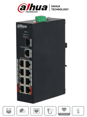DH-PFS3110-8ET-96 – Switch PoE Dahua 8 Puertos + 2 Uplink 96W Total