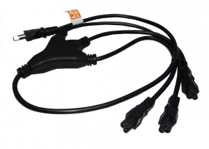 CIMT3. Triple 0,9mt Negro Trebol-C5-Hembra CL-Macho Cable Poder 6A 3x0,75mm2
